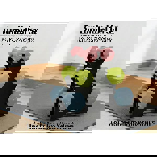 Gr8 Home 12kg Hex Dumbbell Set with Storage Stand