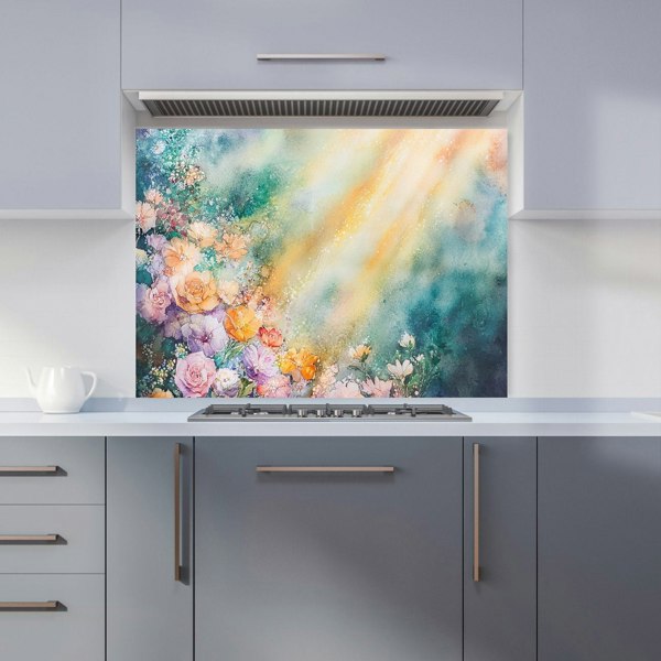 Warren Reed Summer Flowers Glass Kitchen Splashback - 00006