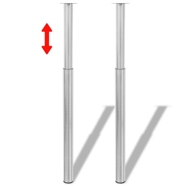 Berkfield 2 Telescopic Table Legs Brushed Nickel 710 mm-1100 mm