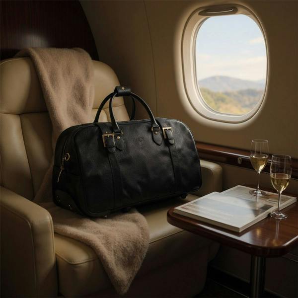 Infinity Leather Genuine Leather Wheeled Holdall Duffle Travel Cabin Bag - Holt