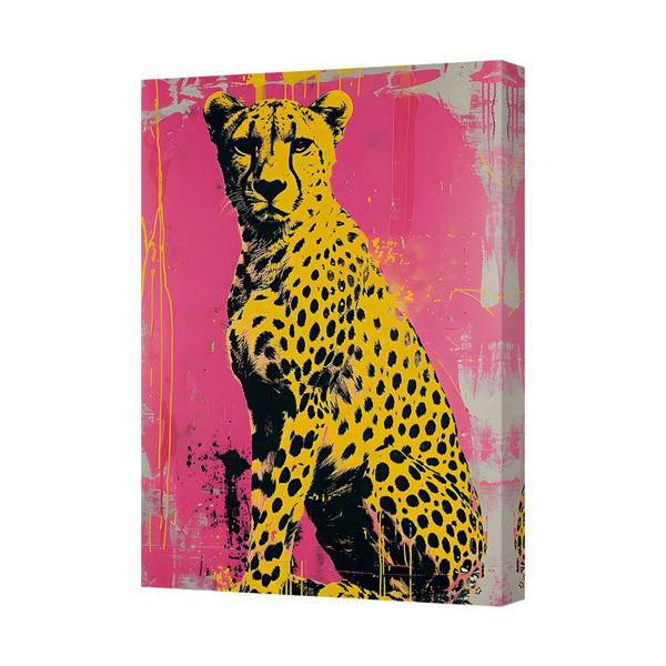 Benjamin Tate Design Cheetah Pop Art Canvas Print Pink Yellow Modern Wall Decor
