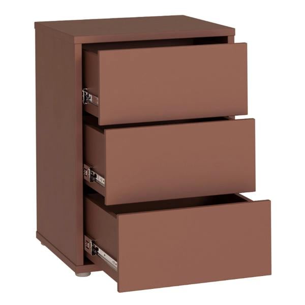 Furniture To Go Alice Springs Bedside Cabinet with 3 Drawers Push-to-Open in Terracotta
