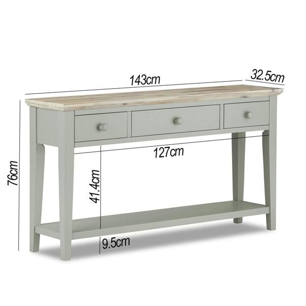 Statement Furniture Florence Console Table with 3 Drawers and Shelf. Hallway Slimline Storage