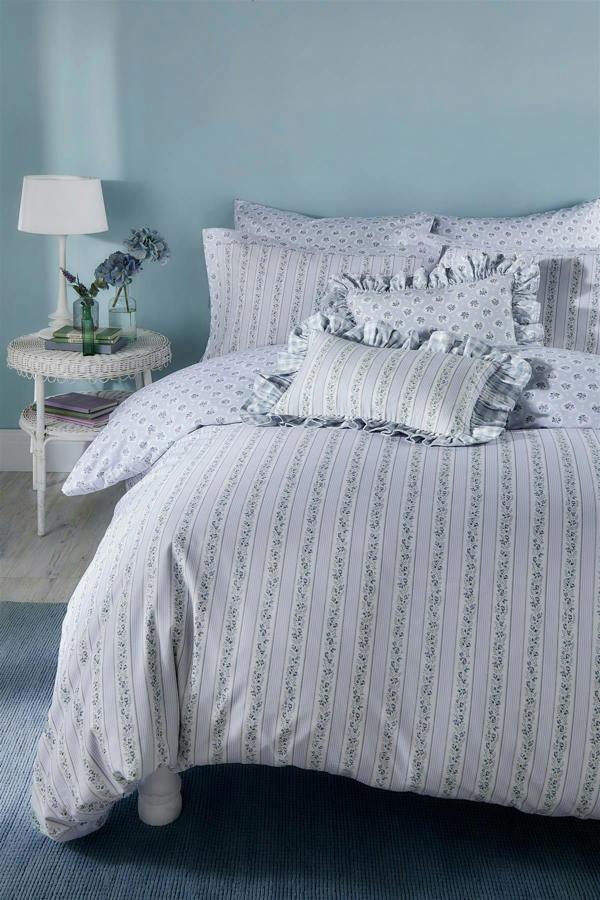 Cath Kidston Ticking Stripe Blue Super King Duvet Cover Set