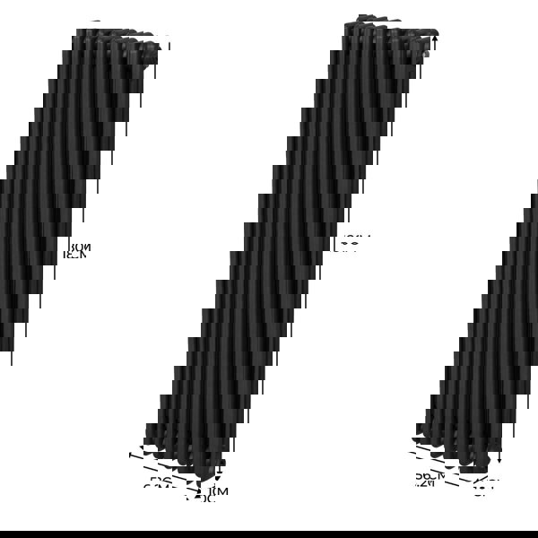 Monstershop Traditional 3 Column Radiator - 1800 x 562mm - Black