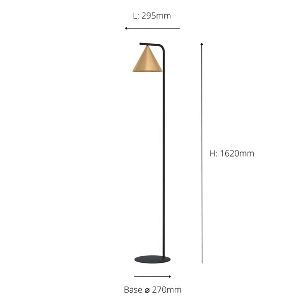 EGLO Narices Black And Brass Conical Floor Lamp