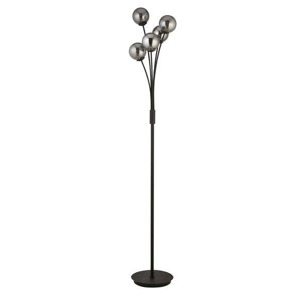 Pagazzi Lighting Navarro Matt Black & Smoked Glass Floor Lamp