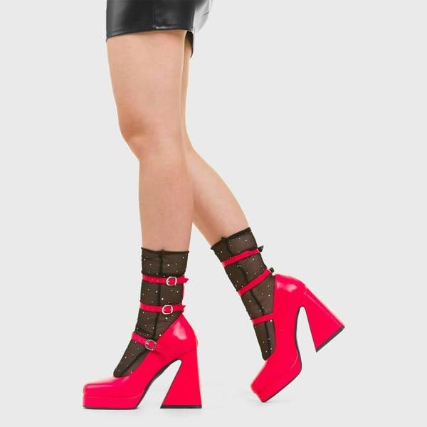 Lamoda Patchboard Fuchsia Platform Heels Trendy Comfortable Stylish Fashion