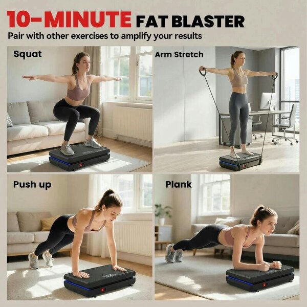 Vibration Plate Exercise Machine with 120 Speed Levels, 5 Programs, Quiet Vibrating Plate with Resistance Bands