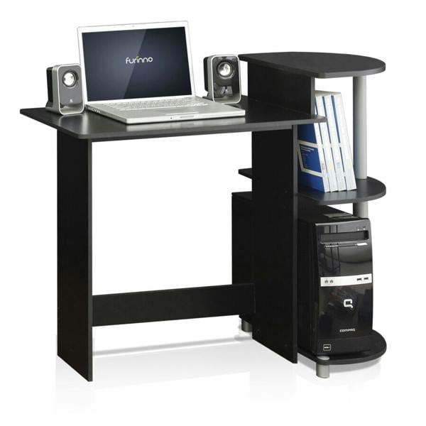 WALPLUS Contemporary Desk | Compact Computer Desk with Shelves, Black/Grey, /GY with Functional Design | 11181BK