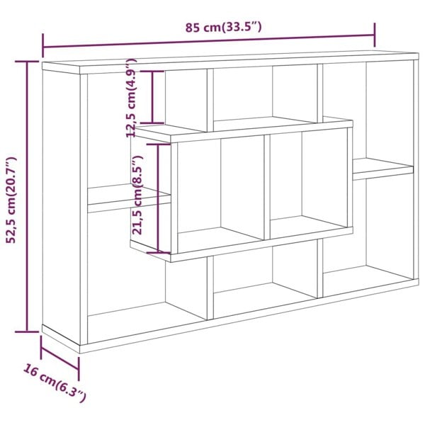 Berkfield Wall Shelf Concrete Grey 85x16x52.5 cm Engineered Wood