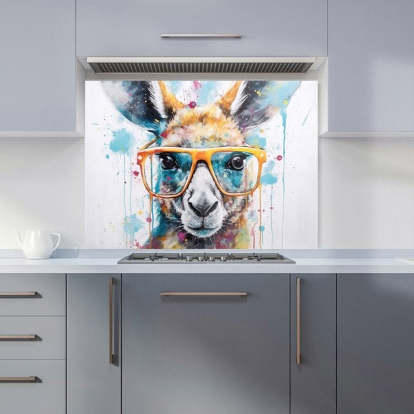 Warren Reed - Designer Splashart Kangaroo In Glasses Kitchen Splashback