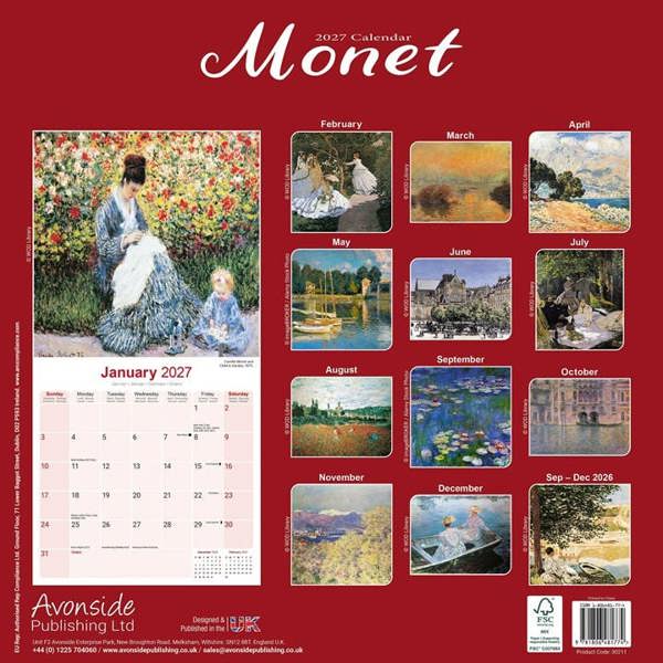 Monet Calendar 2027, Wall Calendars, Month To View, Art, Gift