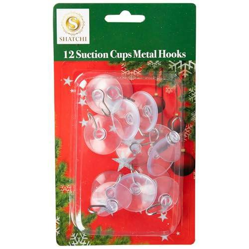 33mm 12 Pack Suction Cup Metal Hooks for Smooth Surfaces, Reusable Clear Hold image 8