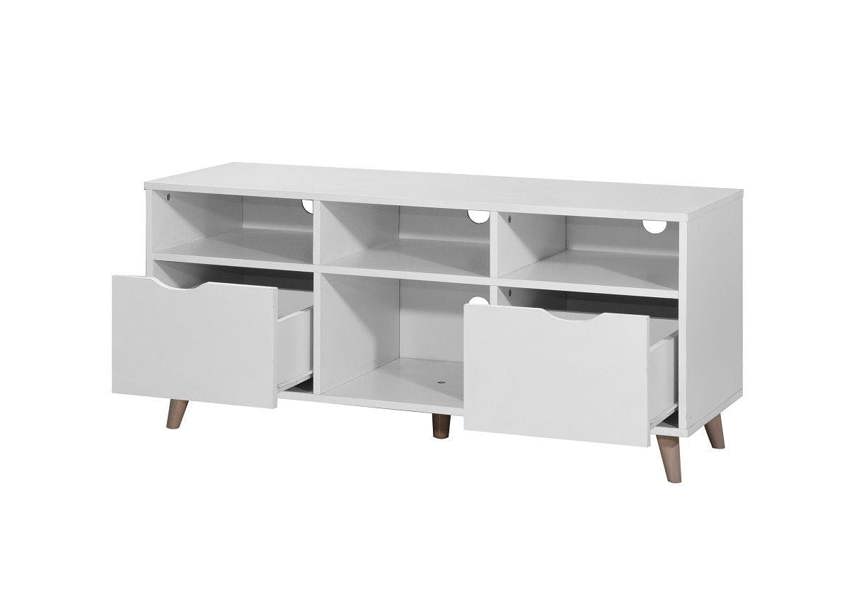 Timber Art Design Pulford Scandi TV Unit Stand Cabinet 2 Drawer + Shelf White Media Cabinet