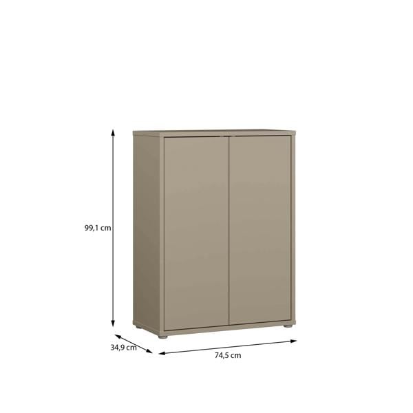Furniture To Go Alice Springs Shoe Cabinet with 2 Doors Push-to-Open in Taupe