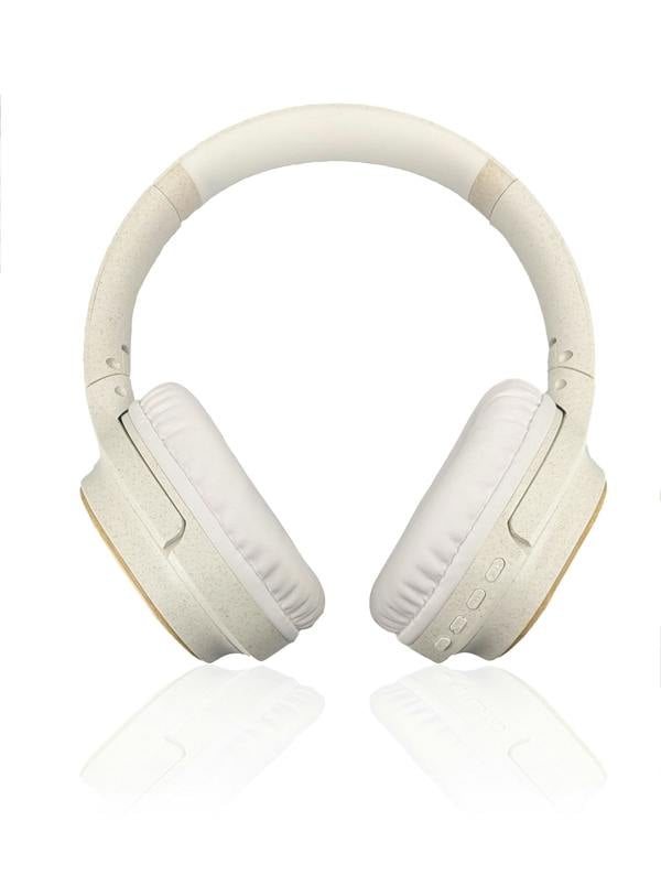 Accuratus Bio Sound - Rechargeable Bluetooth 5.0 Wireless Biodegradable Plant Based Resin Headphones/Headset - Chalk White