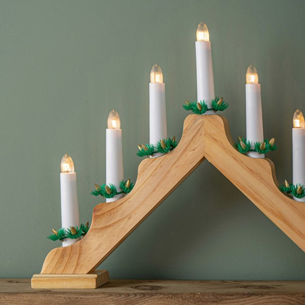 Samuel Alexander 40cm Light up Wooden Christmas Candlebridge with 7 Warm White LEDs
