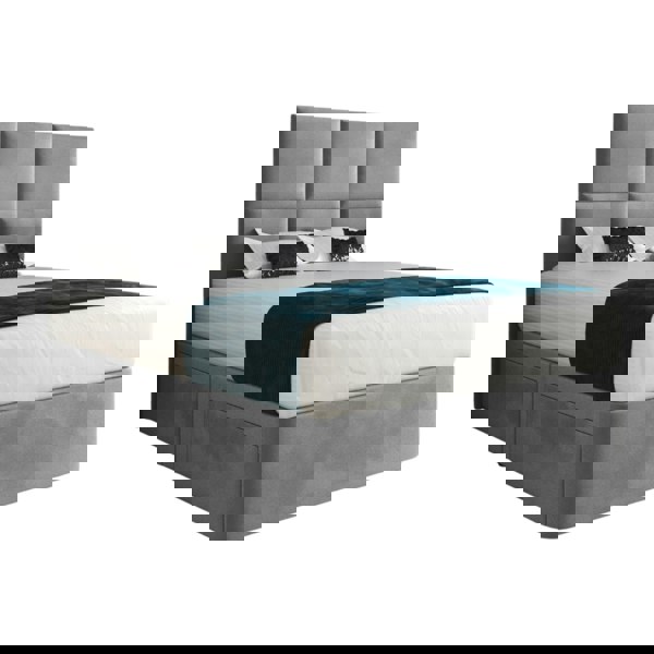 Casa Magna Caprio Upholserted Floorstanding Headboard With Divan Bed Frame - Grey