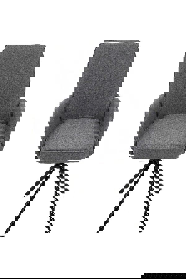 Living and Home Grey Linen Modern Swivel Chair with Black Legs