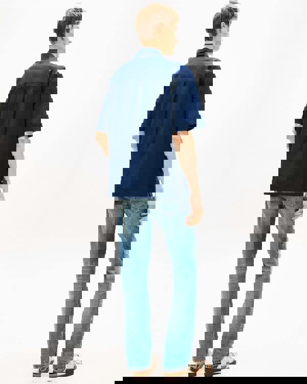 Tommy Hilfiger Performance Seersucker Mens Short Sleeve Shirt - Carbon Navy/Black Stripe