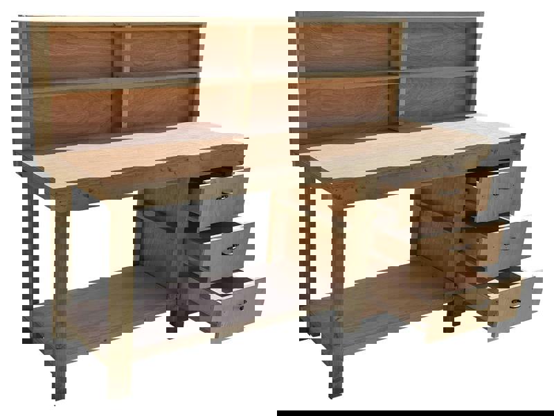 Arbor Garden Solutions Wooden Eucalyptus top tool cabinet workbench with storage shelf (V.7) with back panel