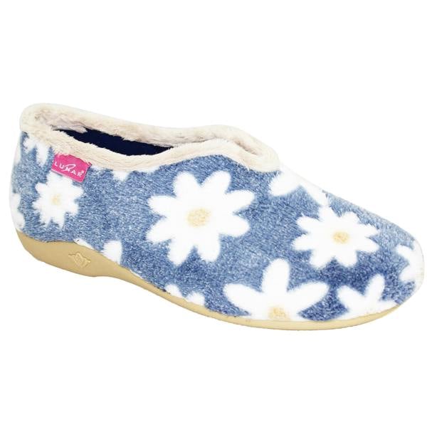Lunar Womens/Ladies Daisy Slippers - Blue