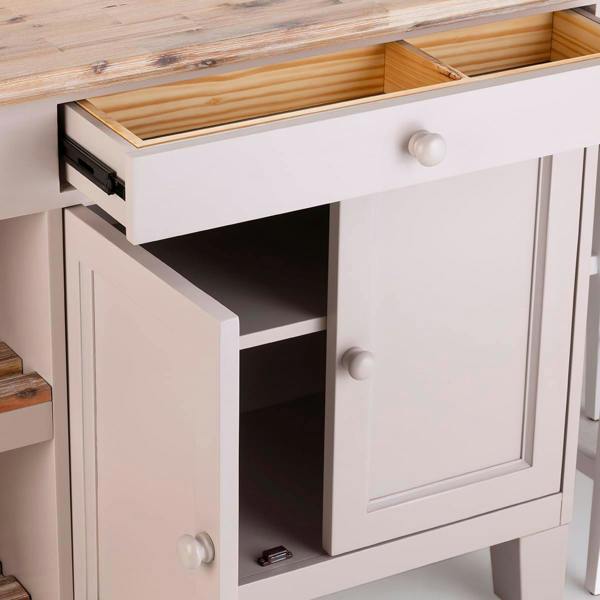 Statement Furniture Florence Kitchen Island with Cupboard and Shelves