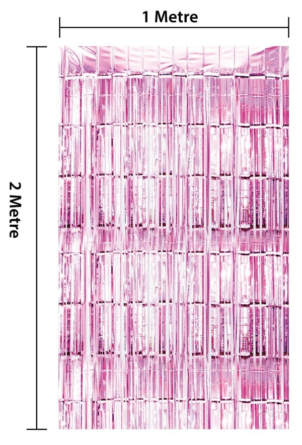 Cheetah Shimmer Tinsel Curtain, 2M x 1M Pink