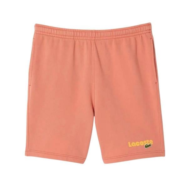 Lacoste Mens Fleece Printed Washed Shorts - Pink