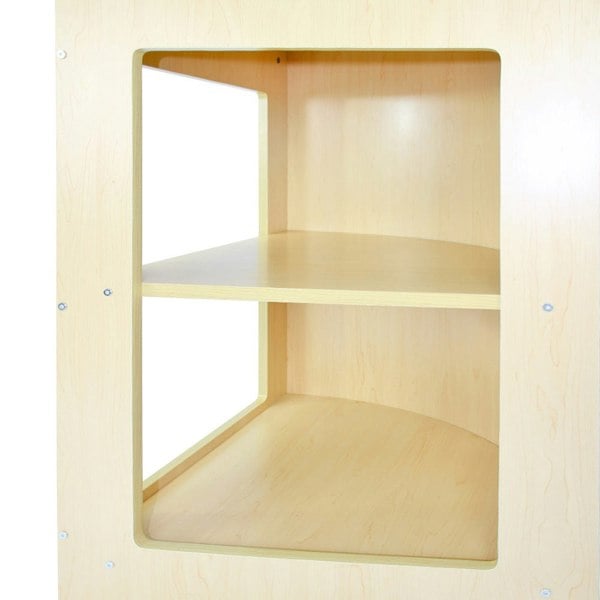Zodiac Maple Shop Counter features a light maple finish, two spacious shelves, and a sleek, modern design for retail displays