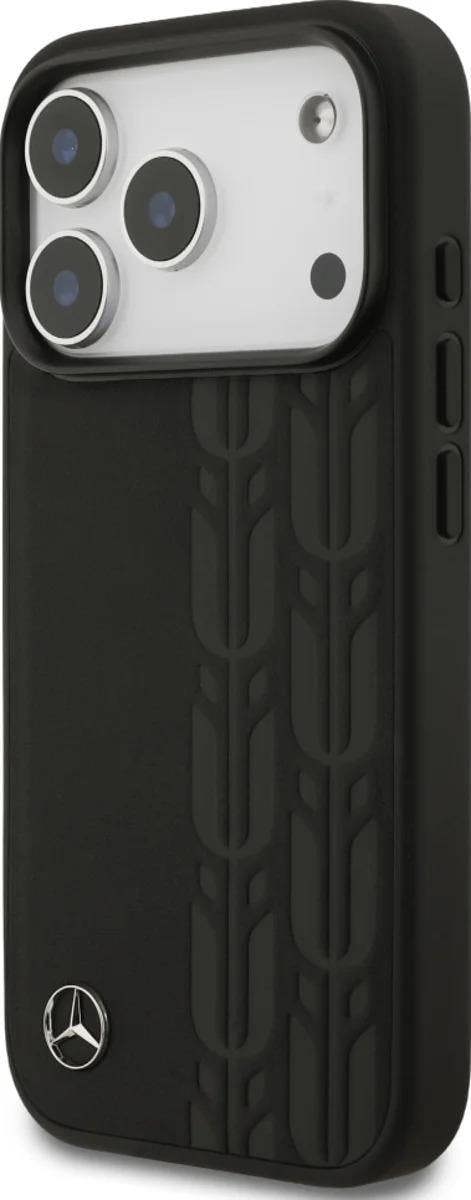 Mercedes Leather Laurel Leaves Case with MagSafe for iPhone 17 Pro 6.3" Black - MEHMP17L25RDSLAK