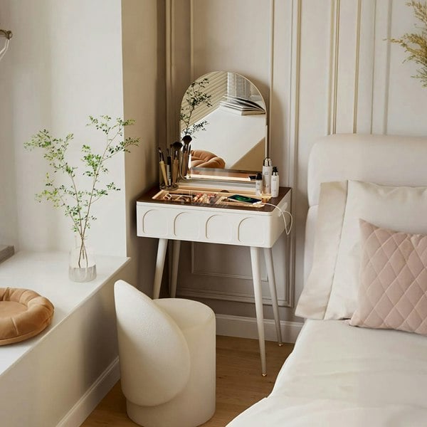Aisha Slimline Dressing Table For Narrow Space, Cream-Rit Concept-Rit Concept