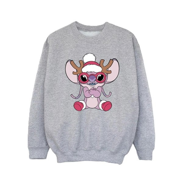 Disney Girls Lilo & Stitch Angel Reindeer Sweatshirt - Sports Grey