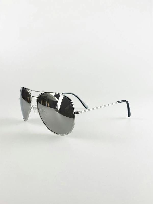 Aviator Metal Frame Sunglasses with Mirrored Lenses - svnx