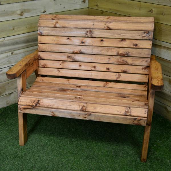 Samuel Alexander Charles Taylor Hand Made Traditional 2 Seater Chunky Rustic Wooden Garden Bench Furniture