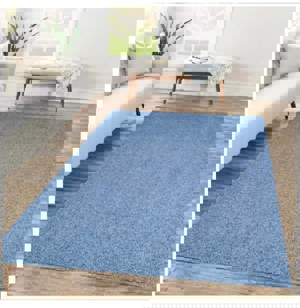 Fiji Sky Blue Washable Solid Shaggy Rug – The Rugs