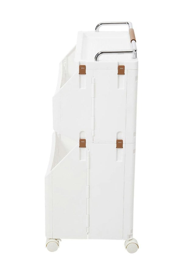 Living and Home 3-Tier Rolling Laundry Basket Hamper Cart with Holder Shelf