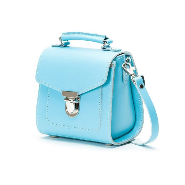 Zatchels Handmade Leather Sugarcube Handbag - Pastel Baby Blue