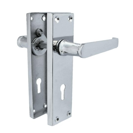 EDH Door Hardware Victorian Straight Chrome Door Handles – Interior Lever Handles on Backplate