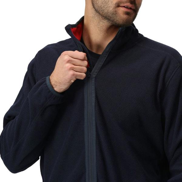 Regatta Mens Kinwood Full Zip Fleece Jacket - Navy/Danger Red - 