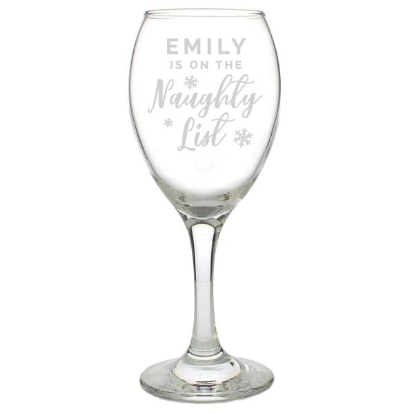 Personalised Memento Company Personalised I'm On The Naughty List Wine Glass