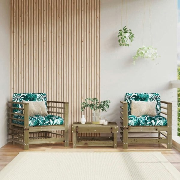 Berkfield Garden Chairs with Cushions 2 pcs Impregnated Wood Pine