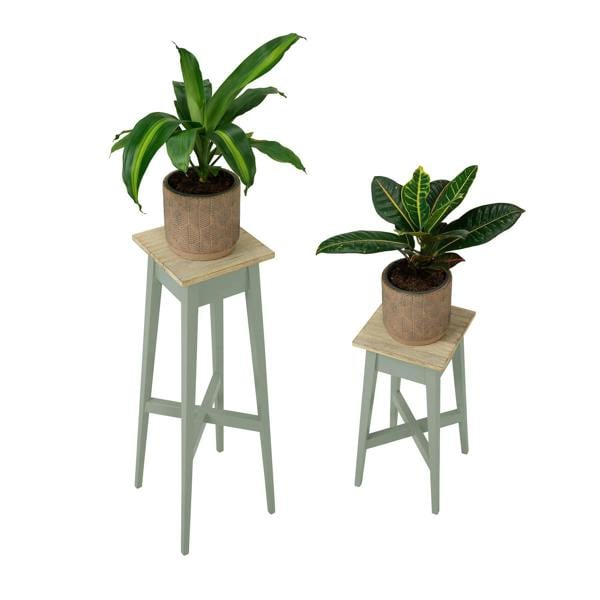 Statement Furniture Florence Plant Stands Set of 2, Tall Small Wooden Plant Holders Assembled