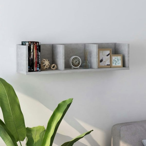 Berkfield CD Wall Shelf Concrete Grey 75x18x18 cm Engineered Wood