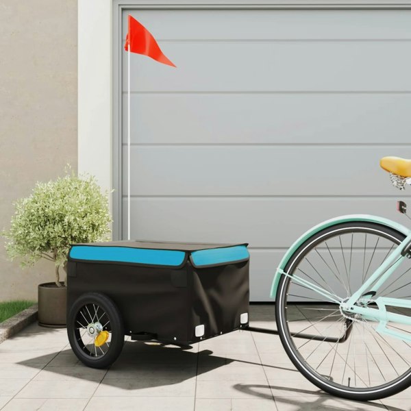 Berkfield Bike Cargo Trailer Black and Blue 30 kg Iron
