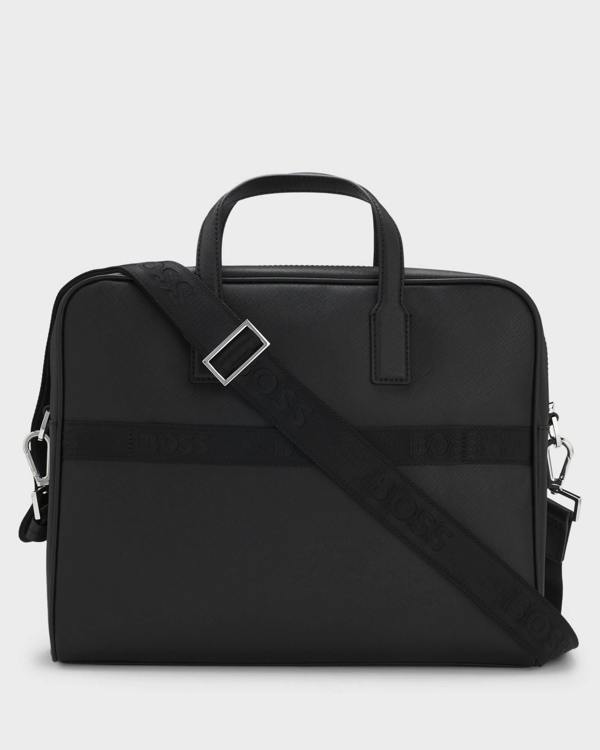 BOSS Orange Zair Mens Document Case with Foil-Print Logo - Black 001 | CHO | Designer Mens Bags
