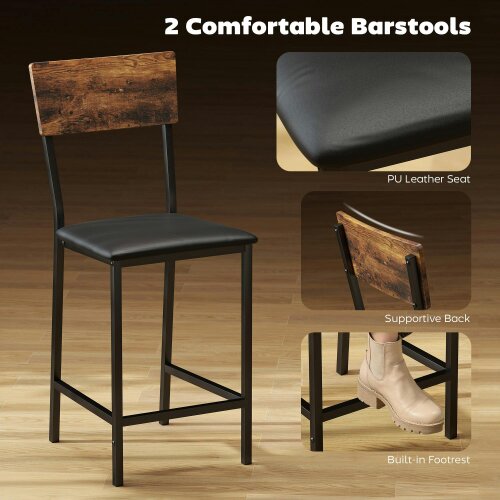 Wyld Haus Vita Wooden Brown And Black 3 Piece Compact Bar Table Set