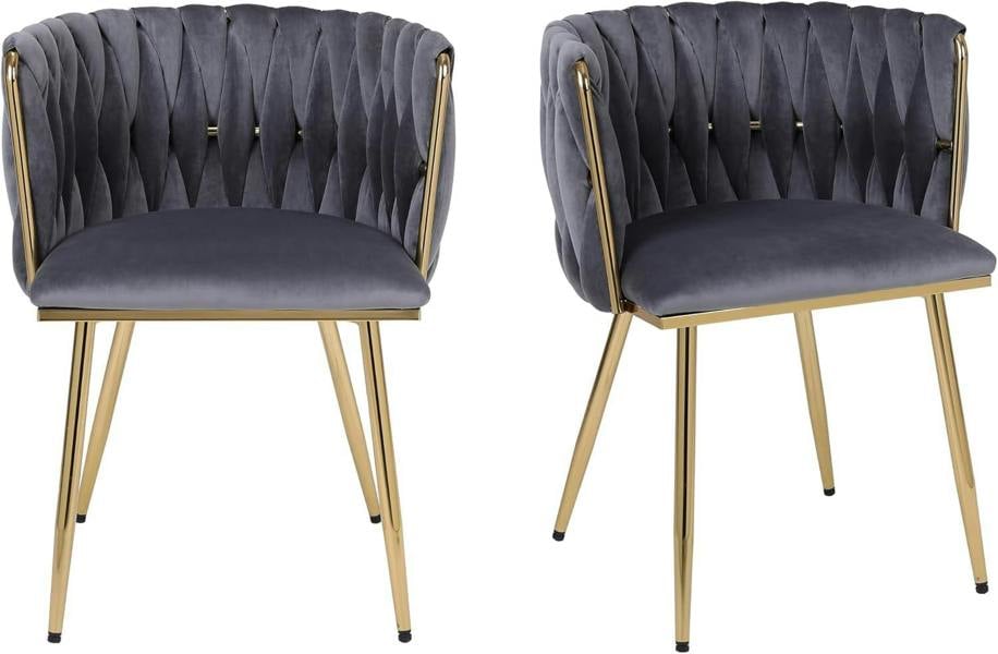 HYGRAD BUILT TO SURVIVE Modern Velvet Accent Dining Chairs, Gold Legs – Set of 2 | HYGRAD®