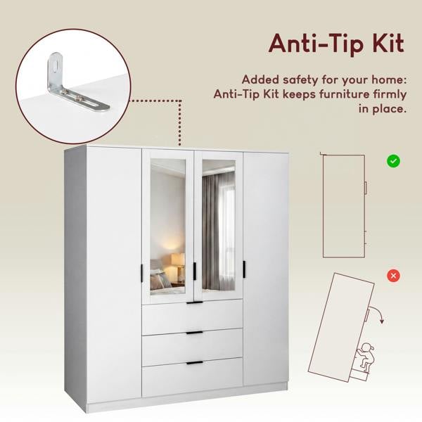 Vida Designs Trega 4 Door 3 Drawer Mirrored Wardrobe